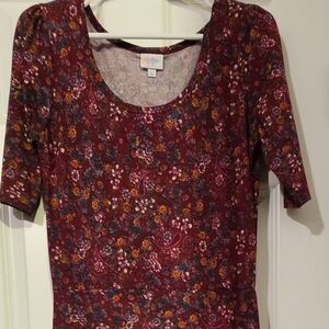 LuLaRoe Floral Maxi Dress - Burgundy and Orange